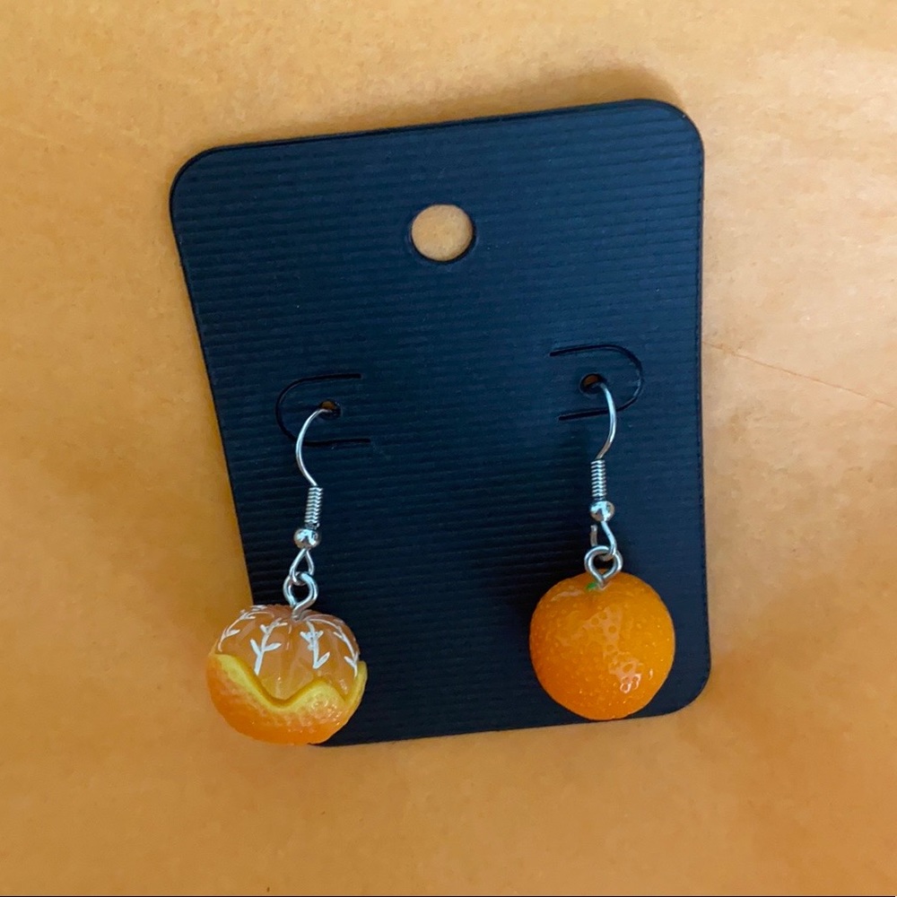 Orange unique earrings